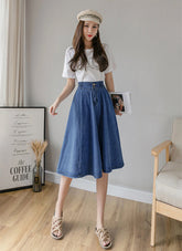 Vintage Elastic High Waist Ladies Denim Skirt